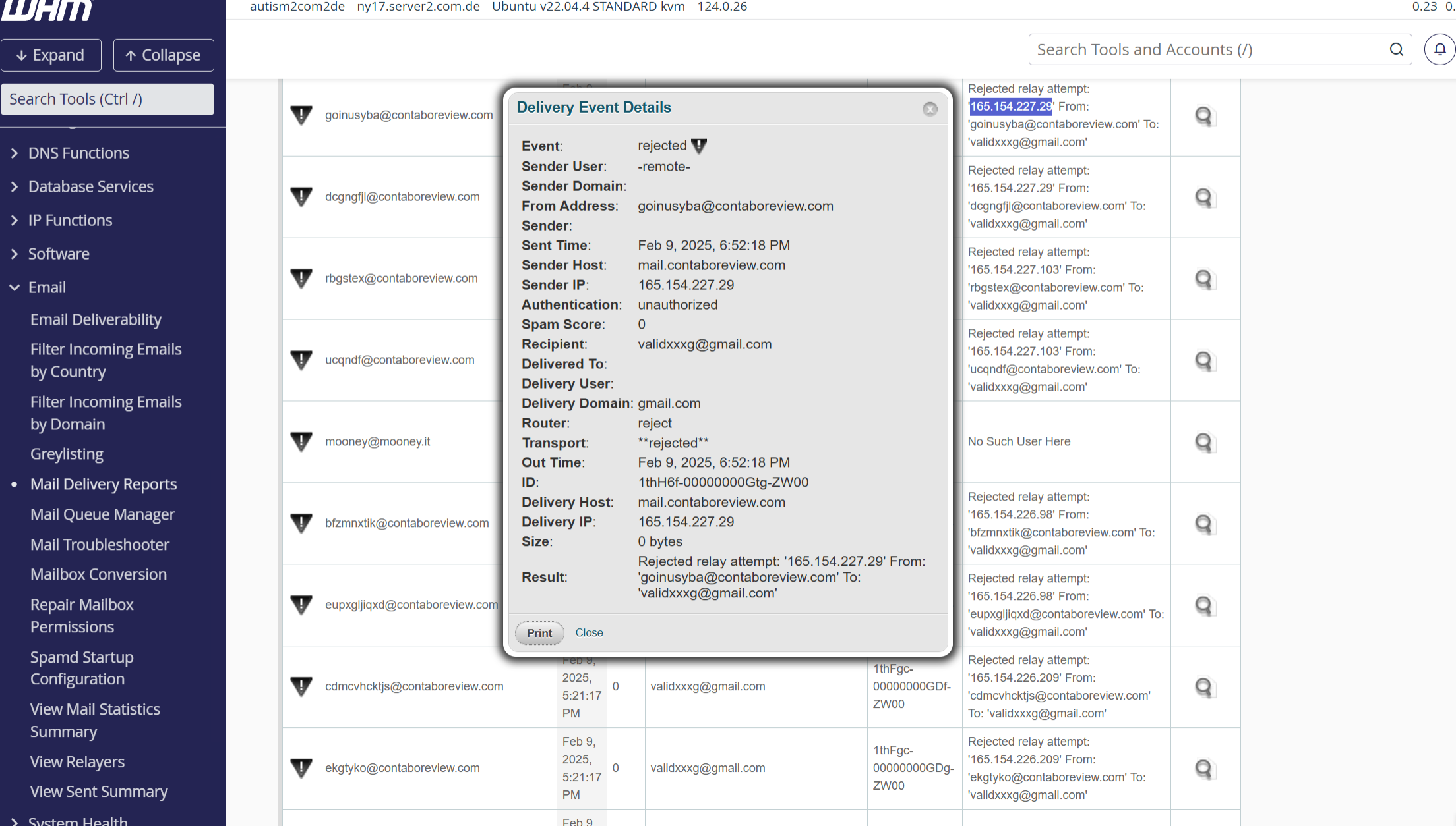 Email delivery report